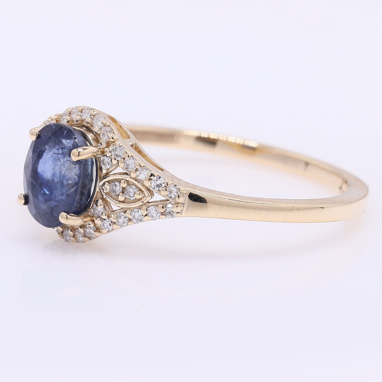 1.19 Ct Oval Mixed Cut Natural Sapphire 14K Gold Ring