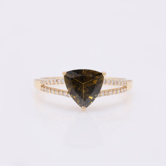 1.39 Ct Triangle Mixed Cut Natural Tourmaline 14K Gold Ring
