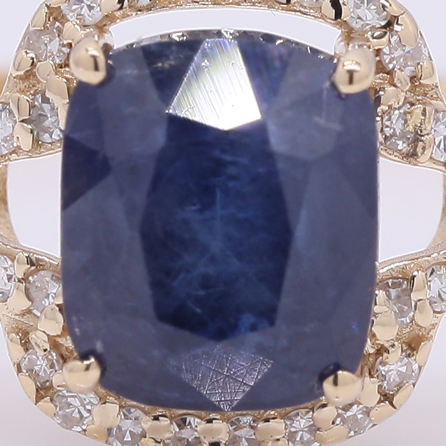 2.09 Ct Cushion Mixed Cut Natural Sapphire 14K Gold Ring
