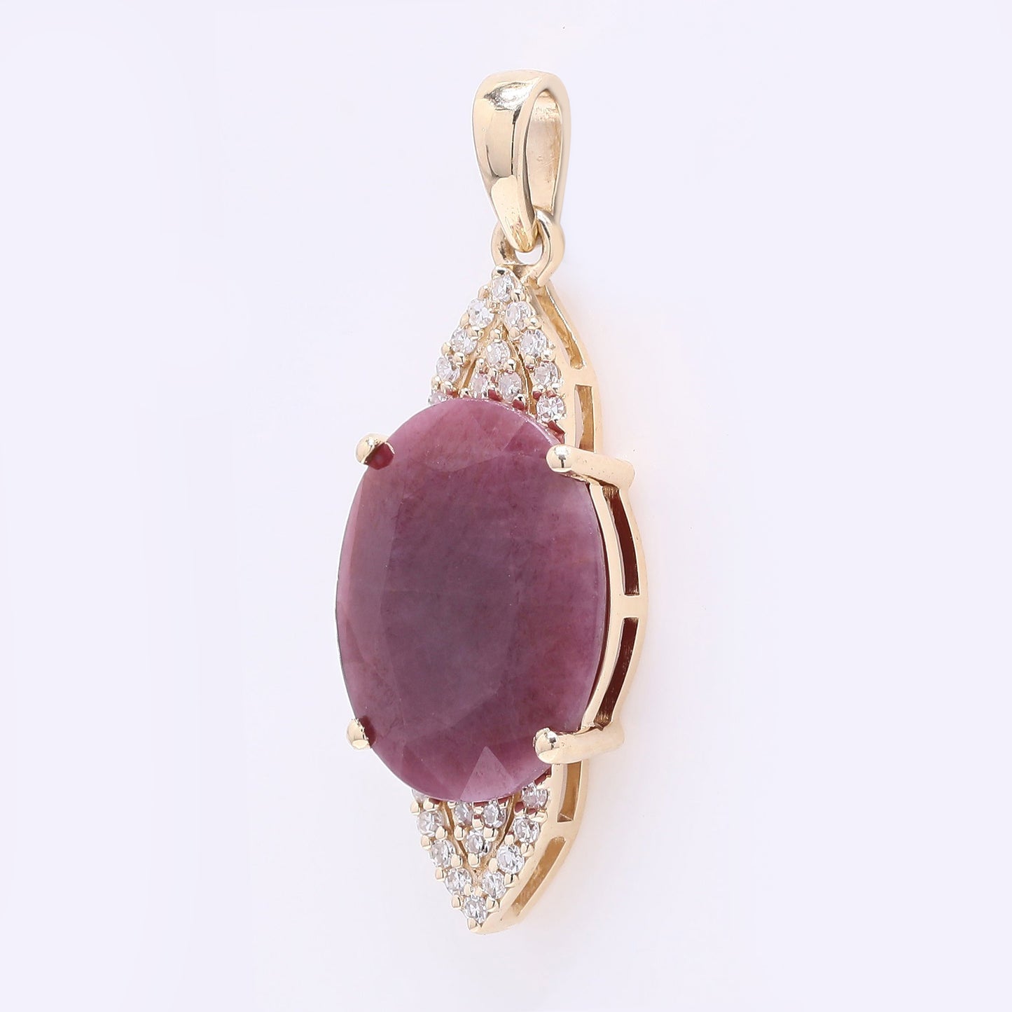 3.90 Ct Oval Mixed Cut Natural Ruby 14K Gold Pendant
