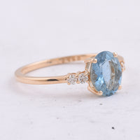 1.14 Ct Oval Natural Aquamarine 14K Gold Ring