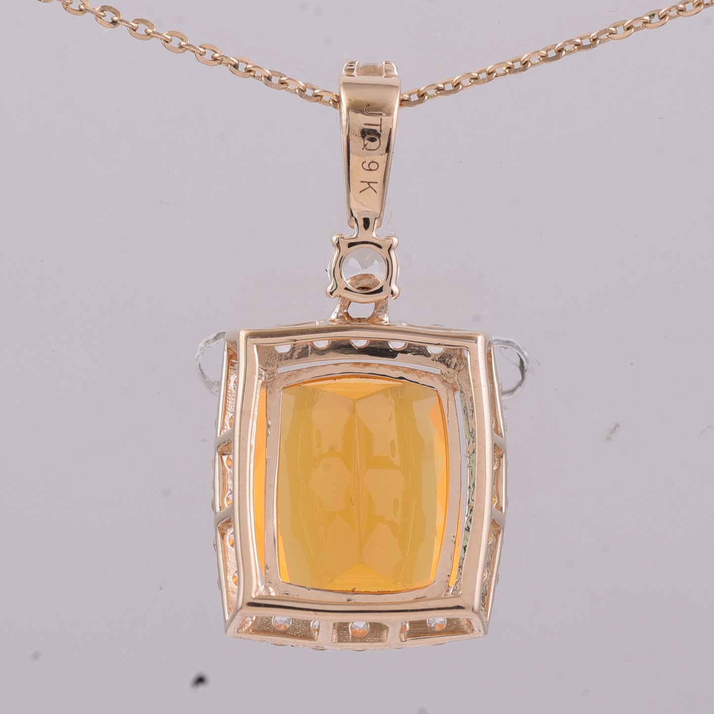 3.43 Ct Cushion Fire Opal 9K Gold Pendant