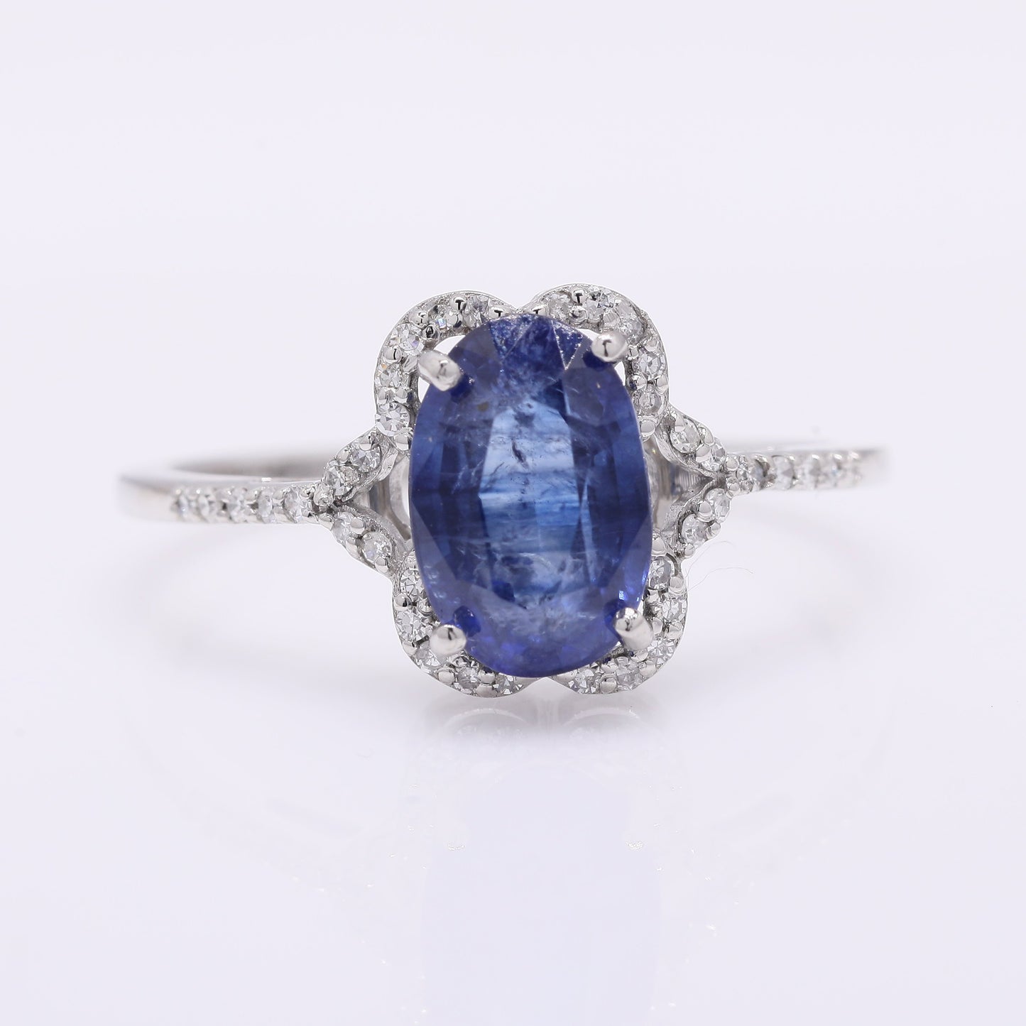 2.47 Ct Oval Mixed Cut Natural Sapphire 950 Platinum Ring