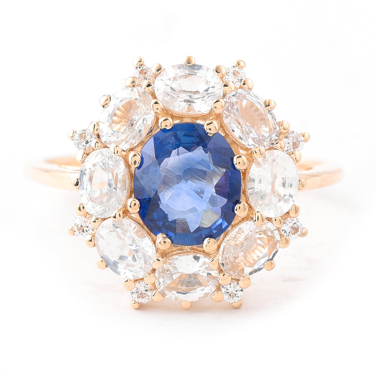 3.23 Ct Oval Mixed Cut Natural Sapphire 14K Gold Ring