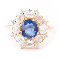 3.23 Ct Oval Mixed Cut Natural Sapphire 14K Gold Ring