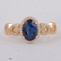 2.06 Ct Oval Sapphire 9K Gold Ring