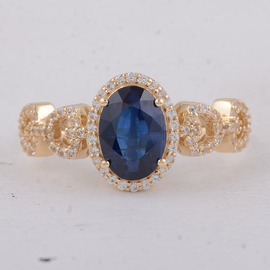 2.06 Ct Oval Sapphire 9K Gold Ring