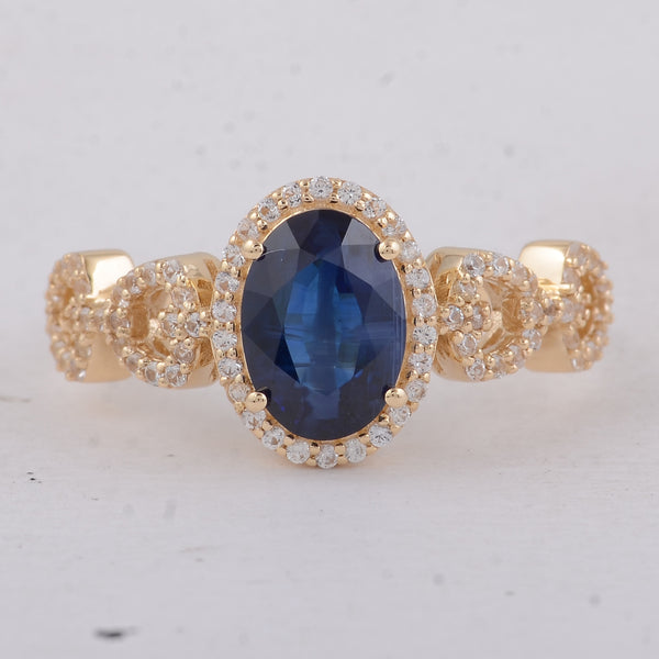 2.06 Ct Oval Sapphire 9K Gold Ring