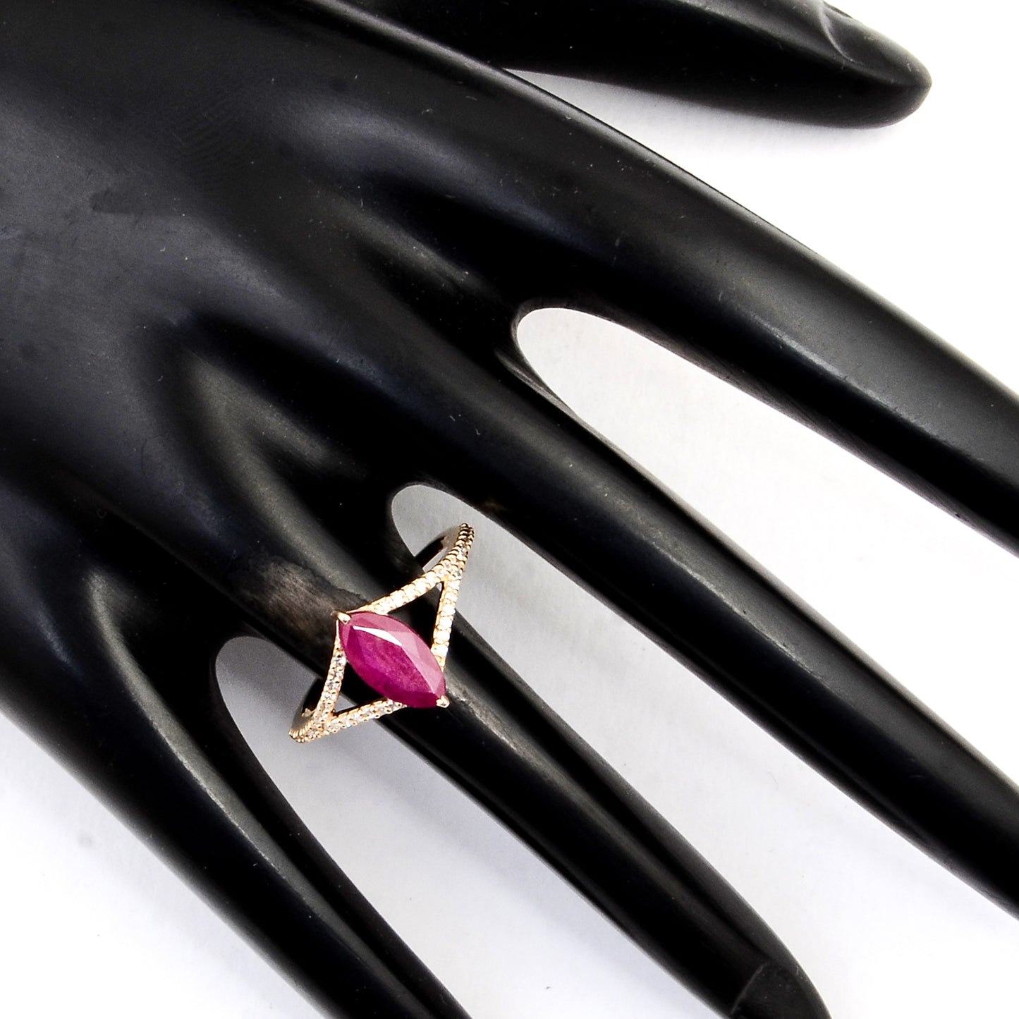 1.92 Ct Marquise Mixed Cut Natural Codundum Ruby 14K Gold Ring