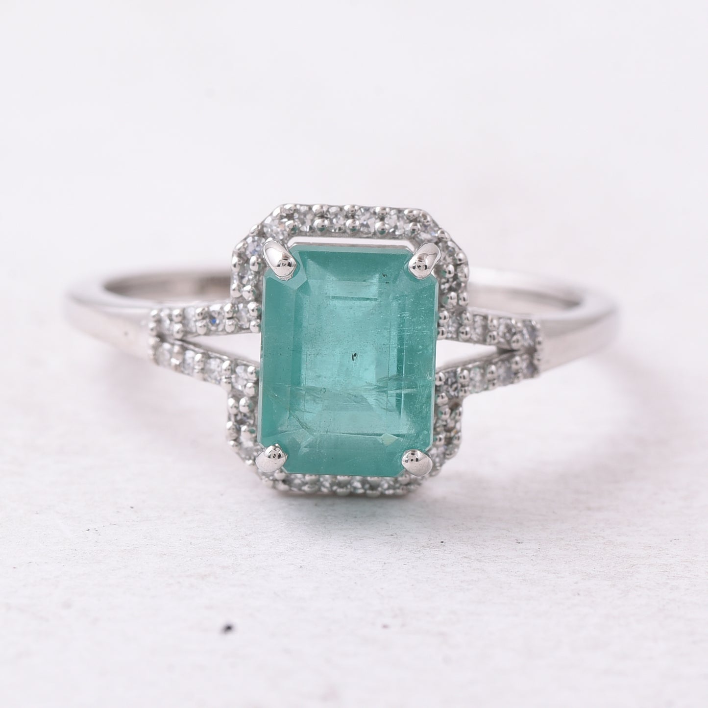 1.99 Ct Octagon Step Cut Natural Emerald 950 Platinum Ring