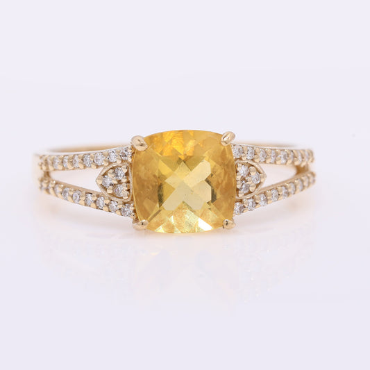 1.05 Ct Cushion Mixed Cut Natural Fire Opal 14K Gold Ring