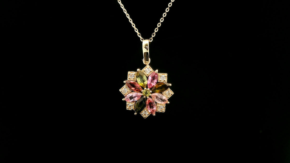 1.23 Ct Marquise Tourmaline 14K Gold Pendant