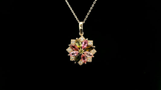 1.23 Ct Marquise Tourmaline 14K Gold Pendant