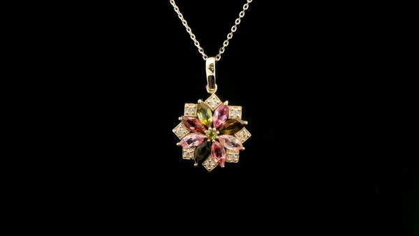 1.23 Ct Marquise Tourmaline 14K Gold Pendant