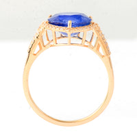 3.90 Ct Pear Mixed Cut Natural Sapphire 14K Gold Ring