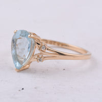 1.61 Ct Pear Natural Aquamarine 14K Gold Ring