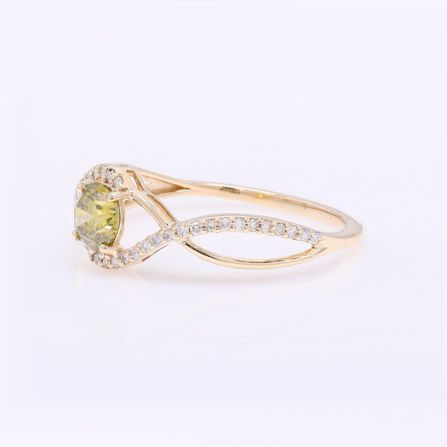 0.61 Ct Round Yellow Diamond 14K Gold Ring