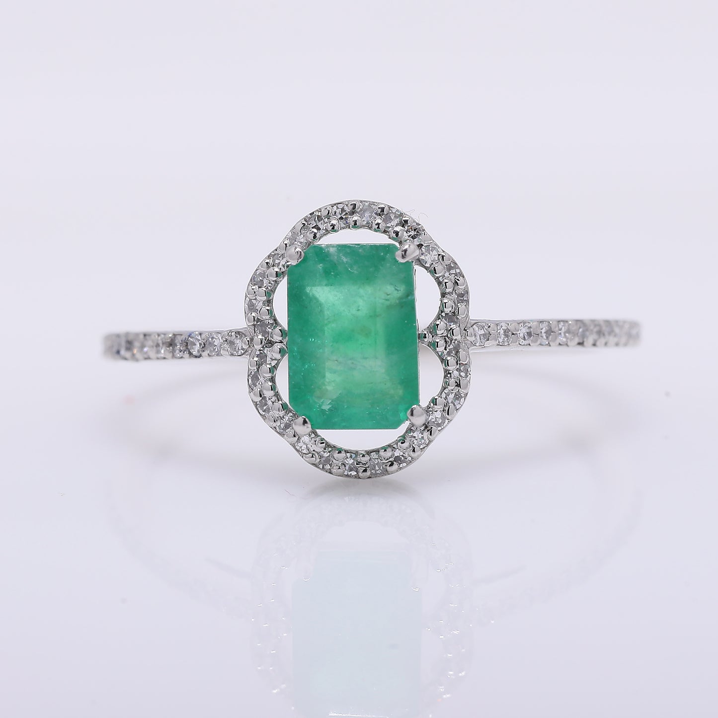 1.16 Ct Octagon Step Cut Natural Emerald 950 Platinum Ring