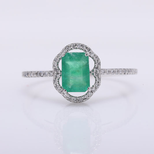 1.16 Ct Octagon Step Cut Natural Emerald 950 Platinum Ring