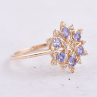 0.53 Ct Round Natural Tanzanite 14K Gold Ring
