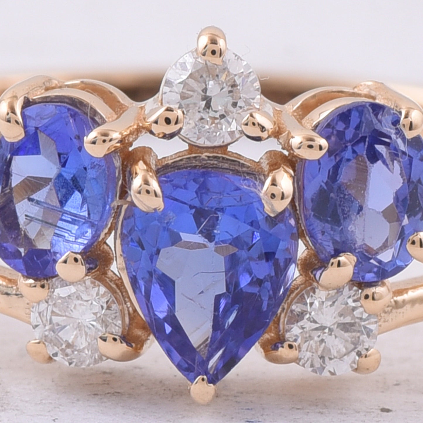 0.89 Ct Pear, Oval Natural Tanzanite 14K Gold Ring