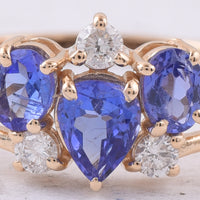 0.89 Ct Pear, Oval Natural Tanzanite 14K Gold Ring
