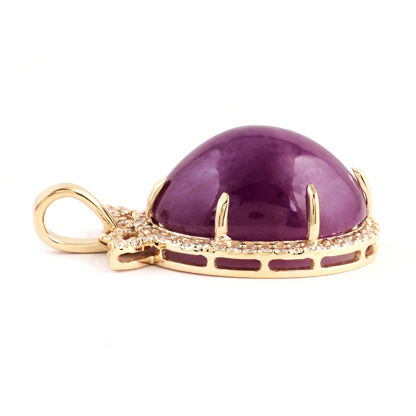 14.05 Ct Oval Cabochon Natural Corundum Ruby 14K Gold Pendant
