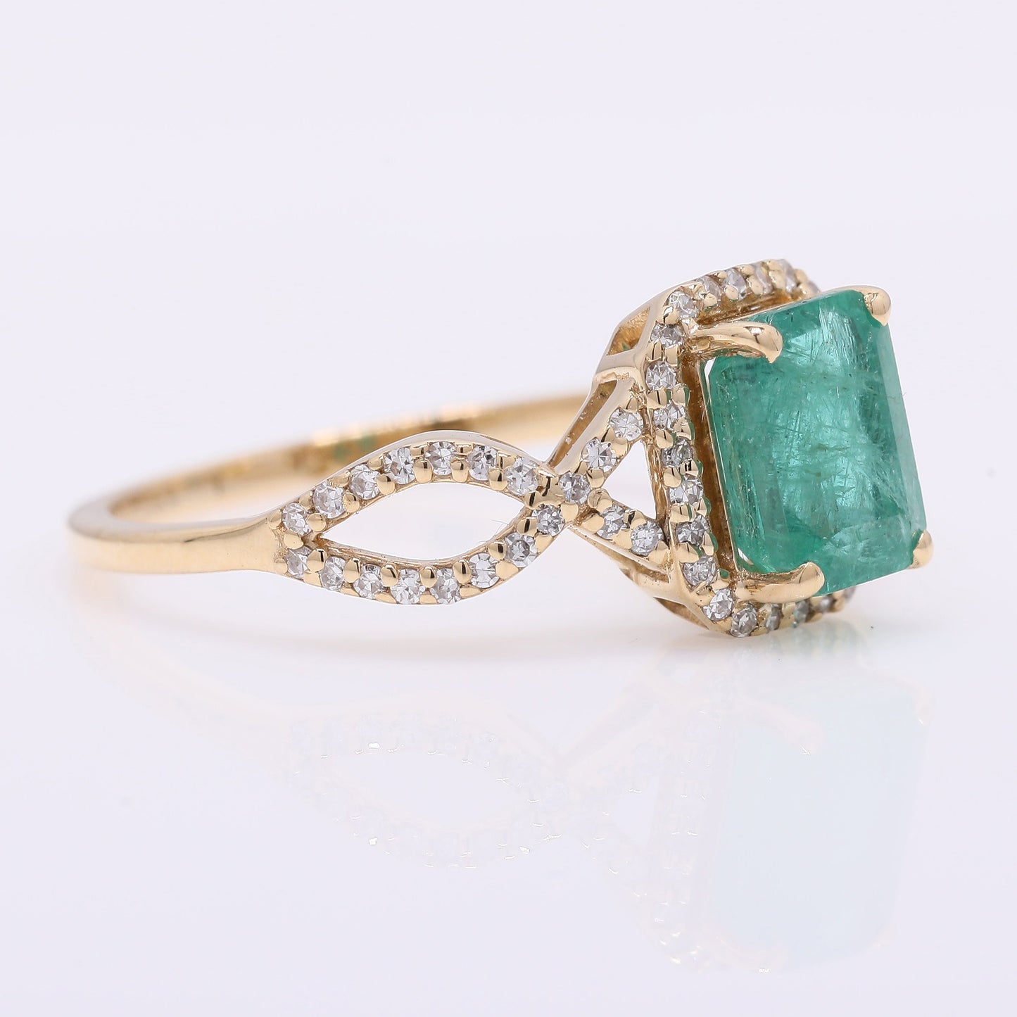 1.62 Ct Octagon Step Cut Natural Emerald 14K Gold Ring