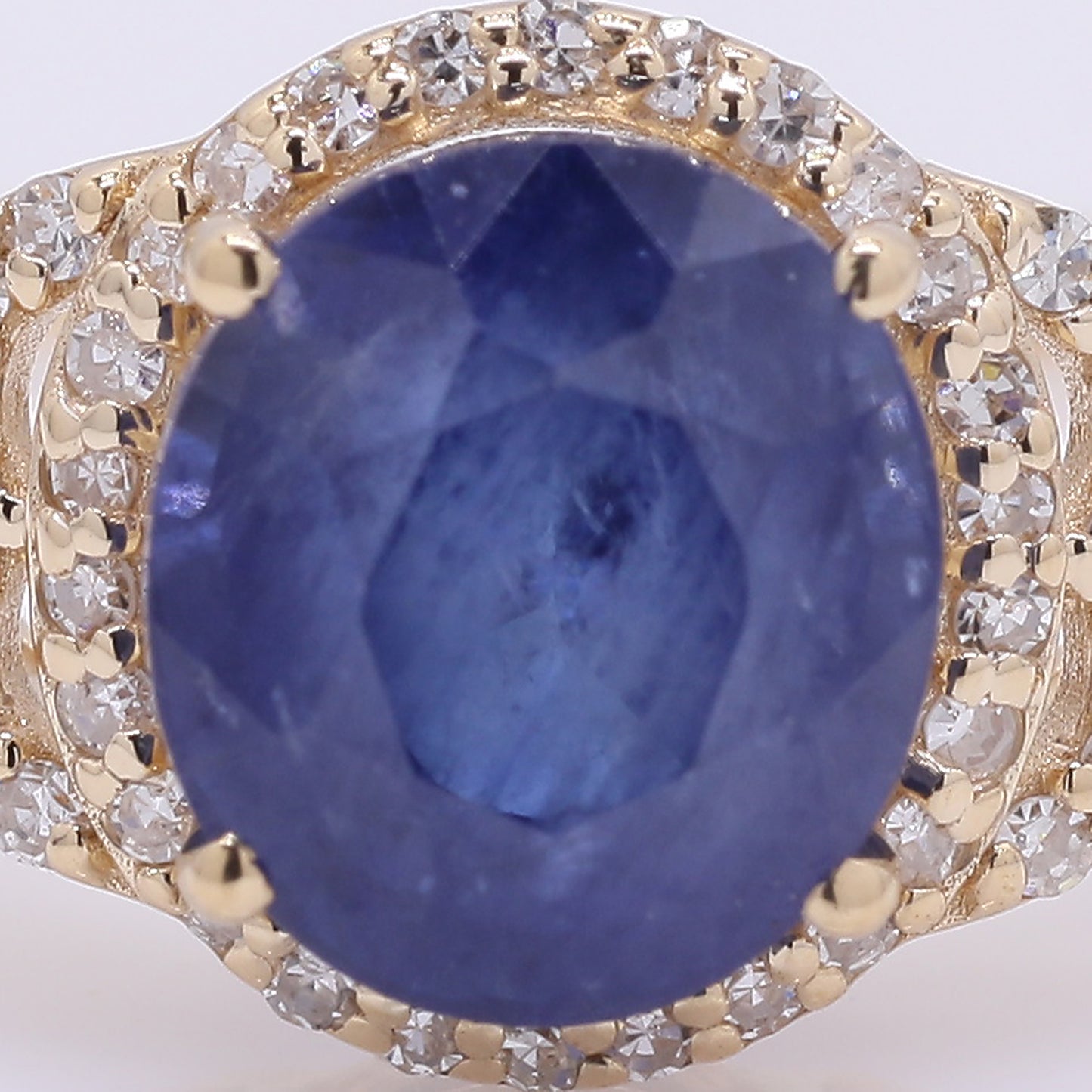 2.82 Ct Oval Mixed Cut Natural Sapphire 14K Gold Ring