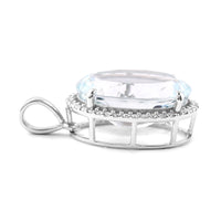 5.61 Ct Oval Mixed Cut Natural Aquamarine 950 Platinum Pendant