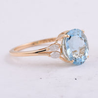 2.74 Ct Oval Natural Aquamarine 14K Gold Ring