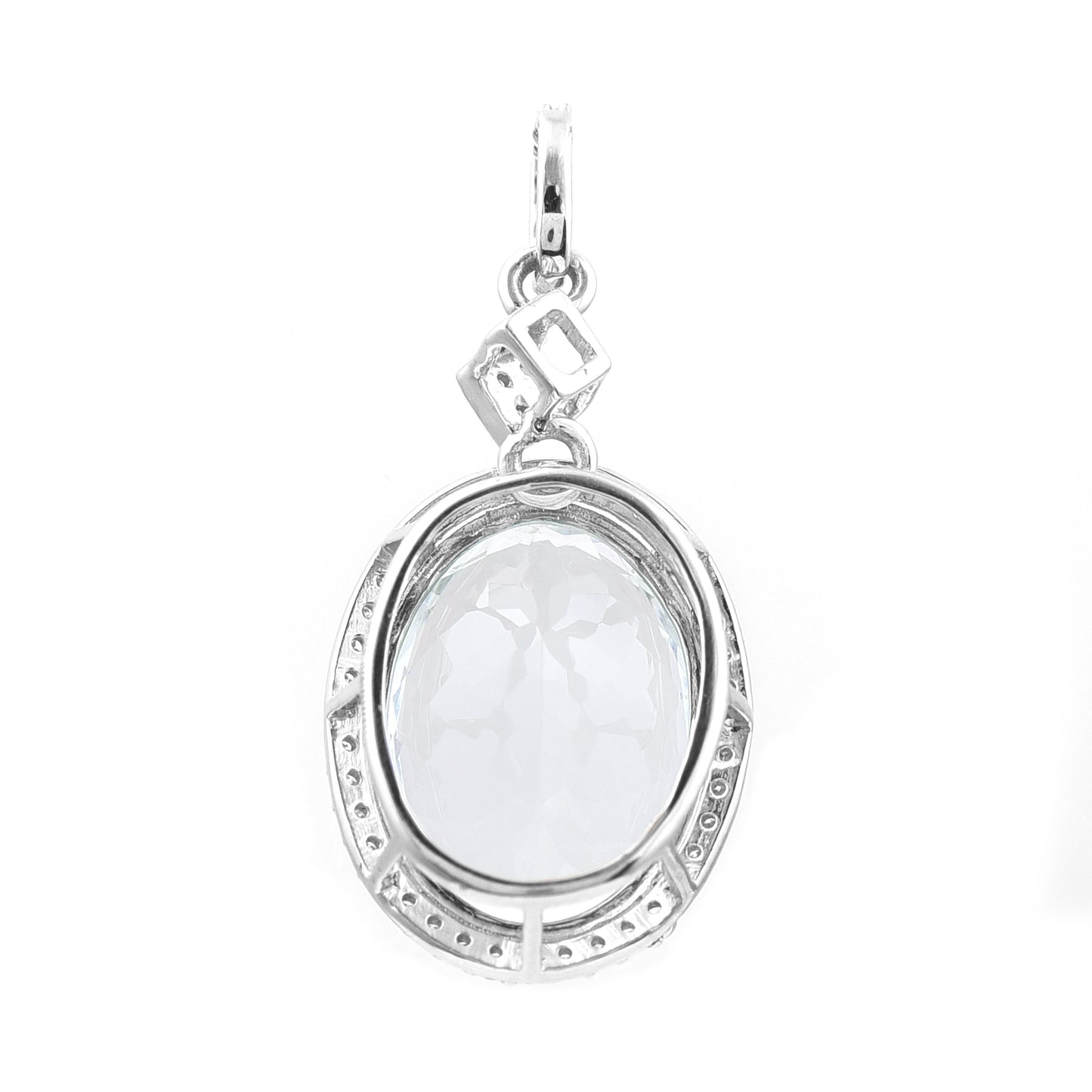 5.35 Ct Oval Mixed Cut Natural Aquamarine 950 Platinum Pendant