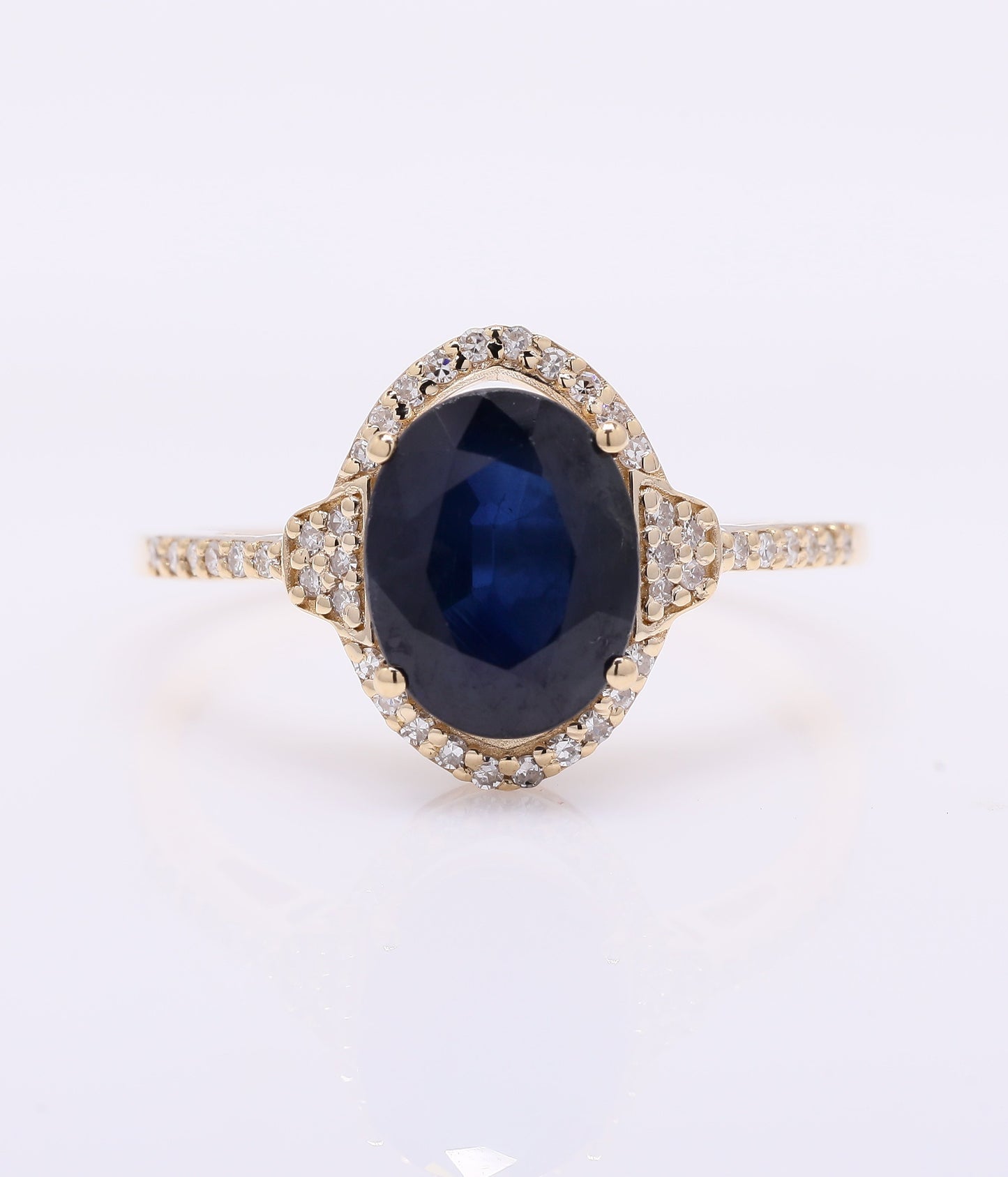 3.05 Ct Oval Mixed Cut Natural Sapphire 14K Gold Ring