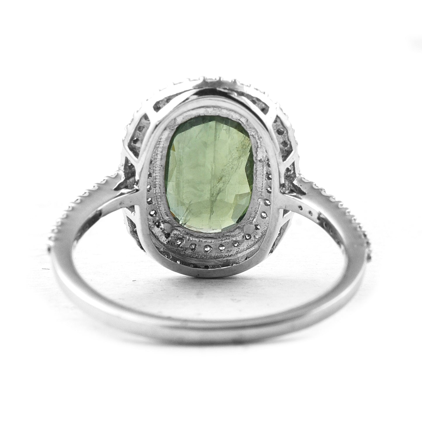 2.41 Ct Cushion Mixed Cut Natural Green Sapphire 950 Platinum Ring