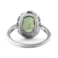 2.41 Ct Cushion Mixed Cut Natural Green Sapphire 950 Platinum Ring