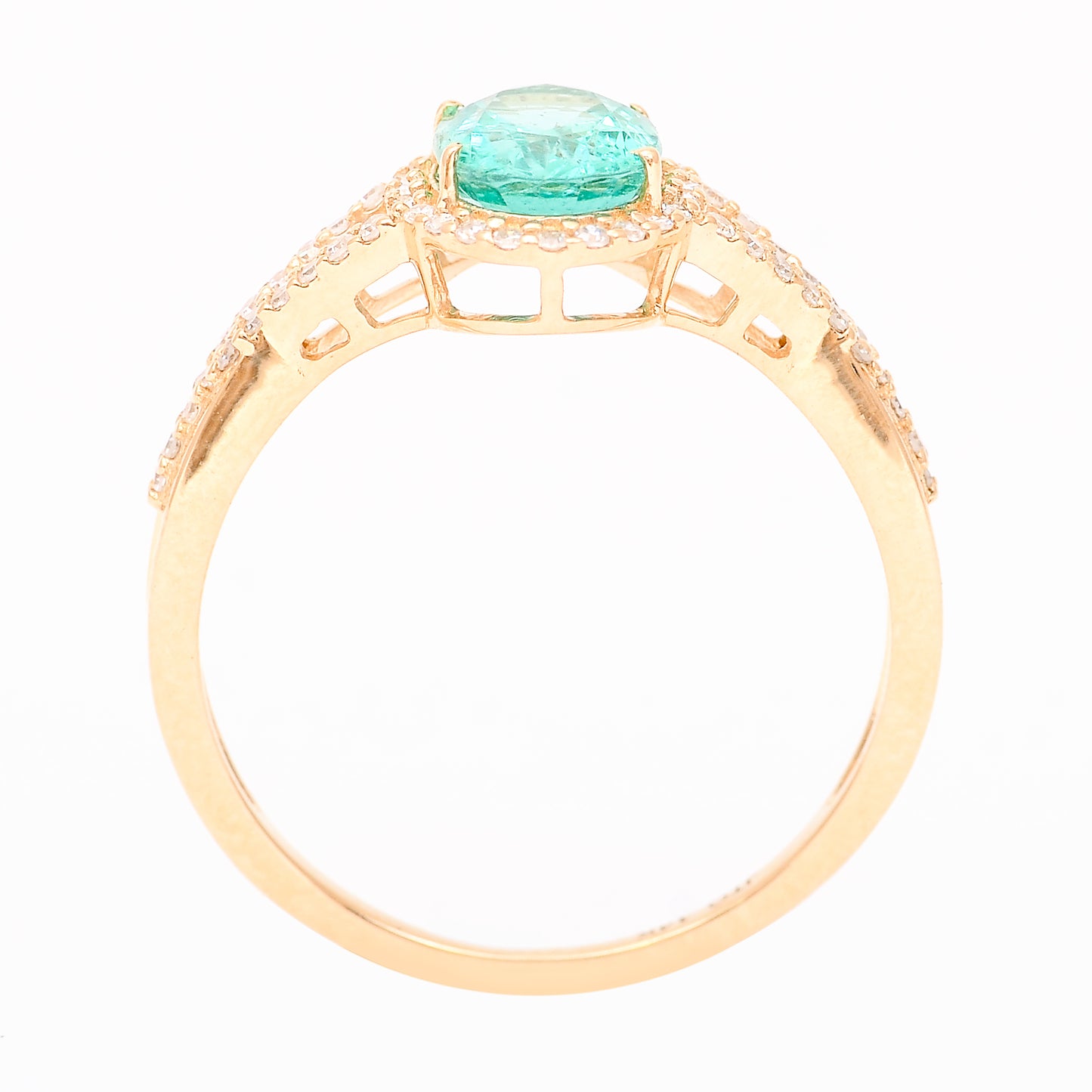 1.25 Ct Oval Mixed Cut Natural Emerald 14K Gold Ring