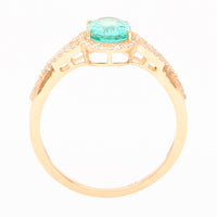 1.25 Ct Oval Mixed Cut Natural Emerald 14K Gold Ring