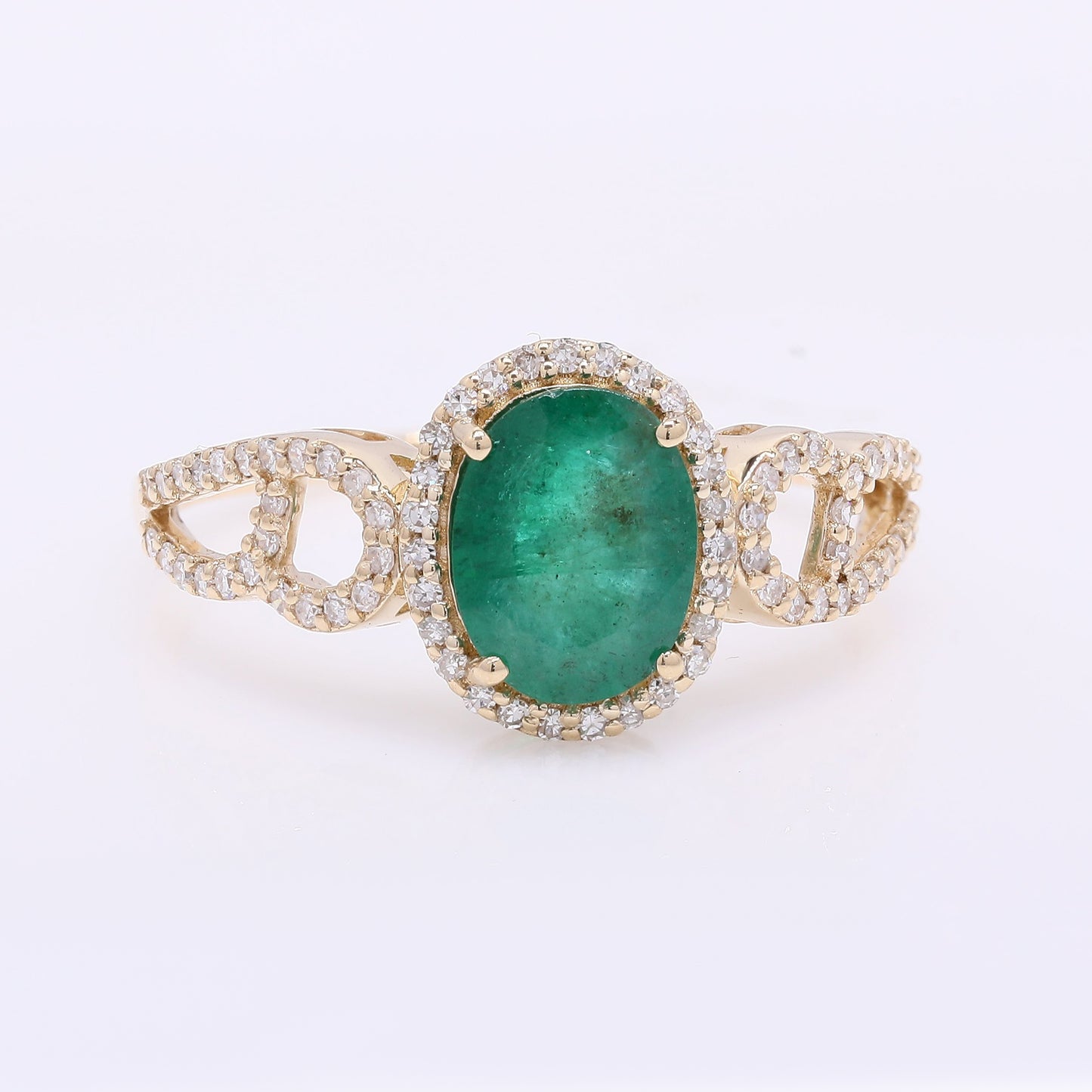 1.43 Ct Oval Mixed Cut Natural Emerald 14K Gold Ring