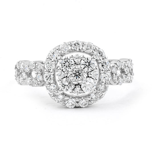 1.24 Ct Round Lab Grown Diamond 925 Silver Ring