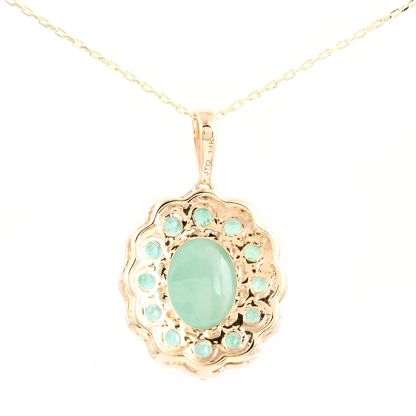 3.46 Ct Oval Emerald 14K Gold Pendant