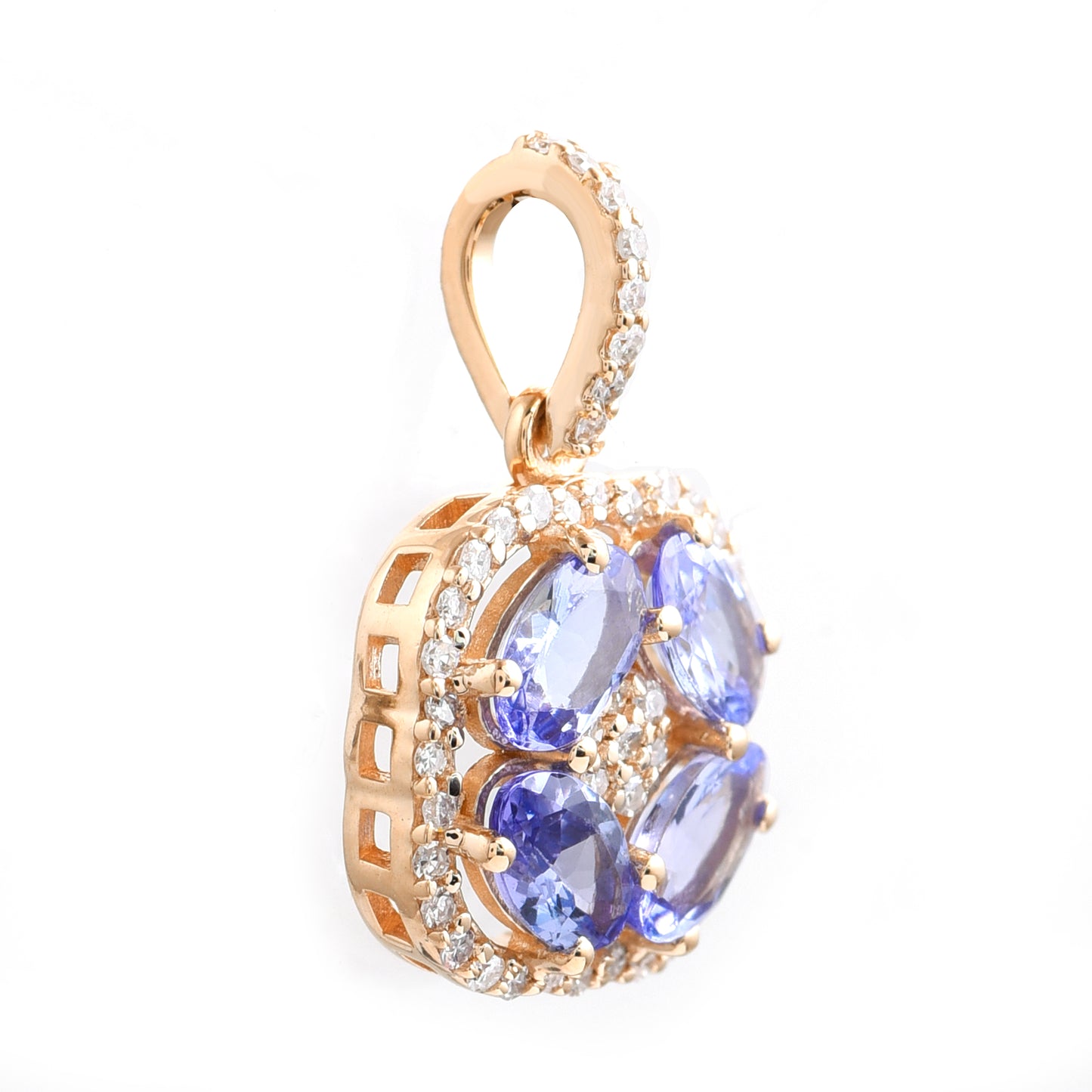 1.02 Ct Oval Mixed Cut Natural Tanzanite 14K Gold Pendant