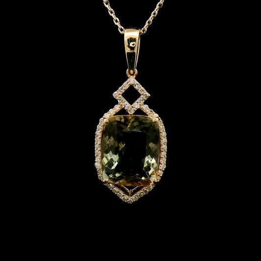 3.44 Ct Cushion Oregon Sunstone 14K Gold Pendant