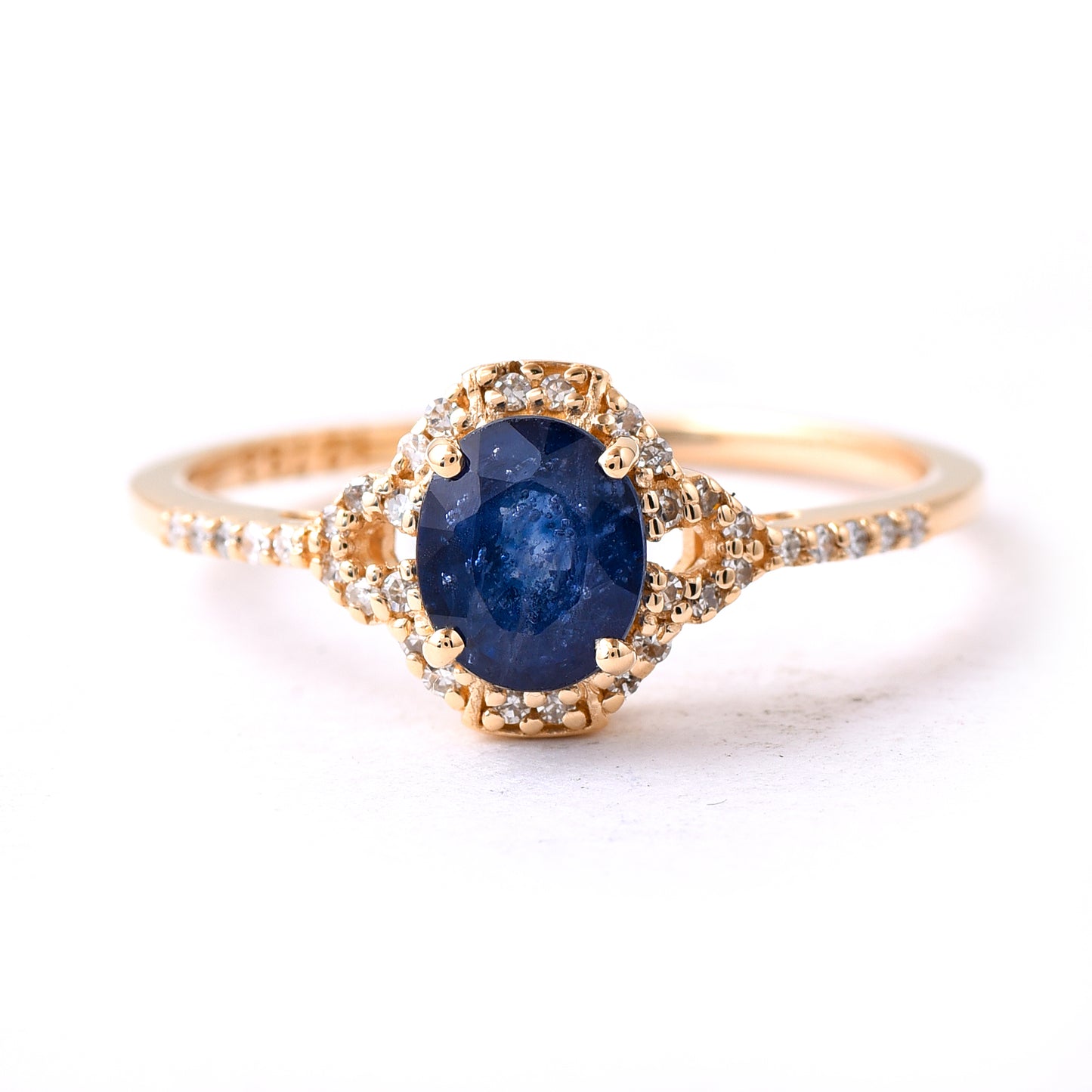 1.18 Ct Oval Mixed Cut Natural Sapphire 14K Gold Ring