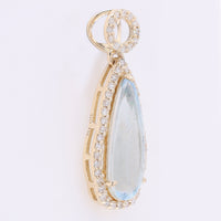 1.69 Ct Pear Mixed Cut Natural Aquamarine 14K Gold Pendant