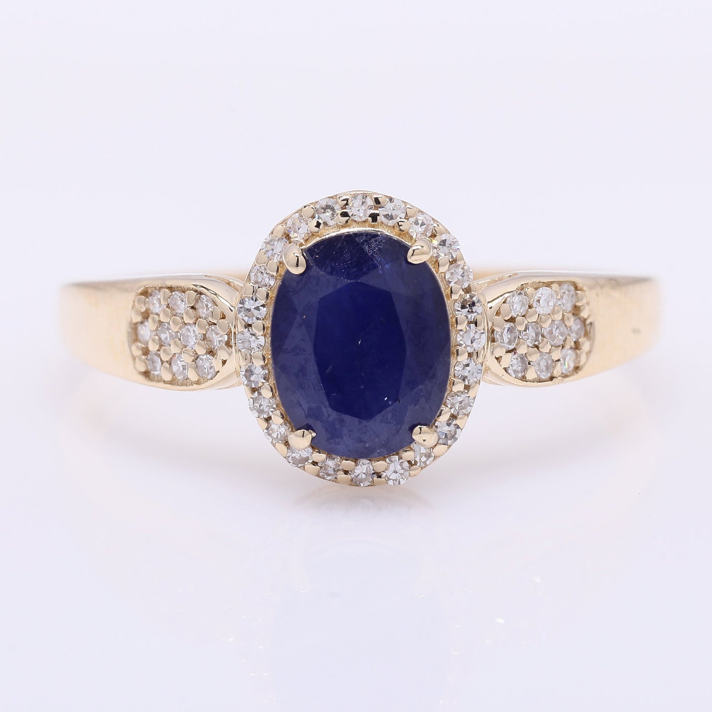 1.84 Ct Oval Mixed Cut Natural Sapphire 14K Gold Ring