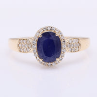 1.84 Ct Oval Mixed Cut Natural Sapphire 14K Gold Ring