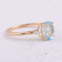1.35 Ct Oval Natural Aquamarine 14K Gold Ring