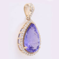 3.47 Ct Pear Mixed Cut Natural Tanzanite 14K Gold Pendant