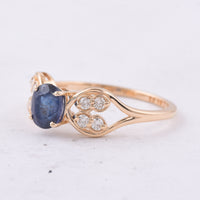1.29 Ct Oval Natural Sapphire 14K Gold Ring