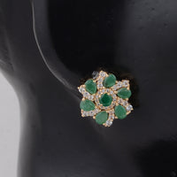 2.71 Ct Round Emerald 14K Gold Earrings